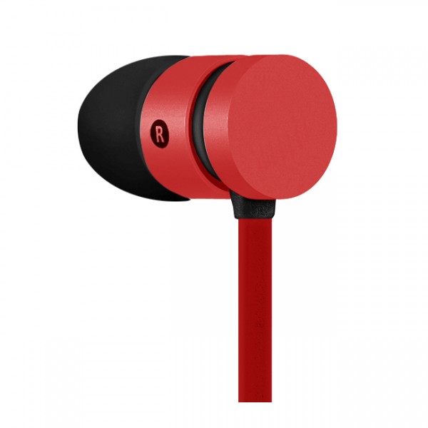 EARPHONE WITH MICROPHONE - FLAT CABLE (RED)