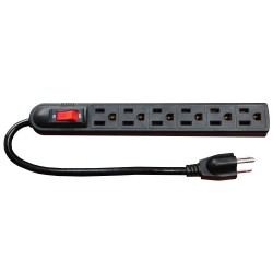  SIX-OUTLET POWER STRIP 3G 14AWG 1Ft