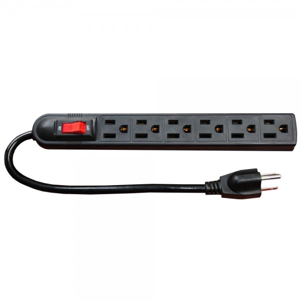  SIX-OUTLET POWER STRIP 3G 14AWG 1Ft